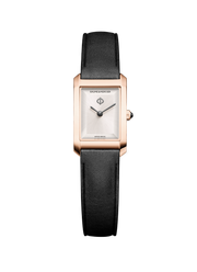 Baume & Mercier Hampton 10861 - cassa acciaio doraro - cinturino pelle nero - quadrante colore argento caldo